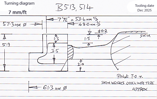 Cross section diagram of casting B513