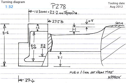 Cross section diagram of casting P278