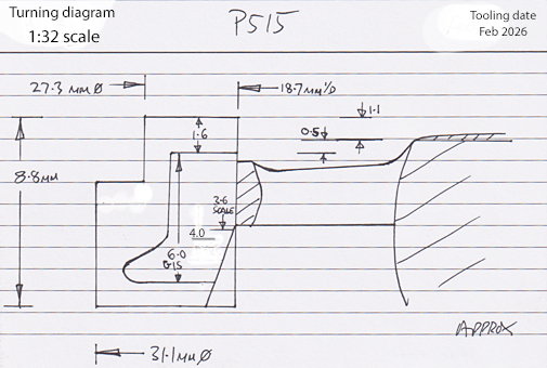 Cross section diagram of casting P515