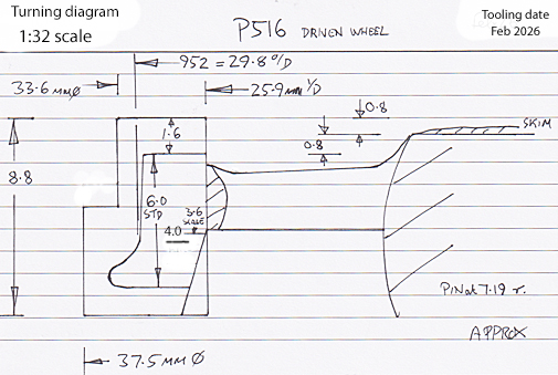 Cross section diagram of casting P516
